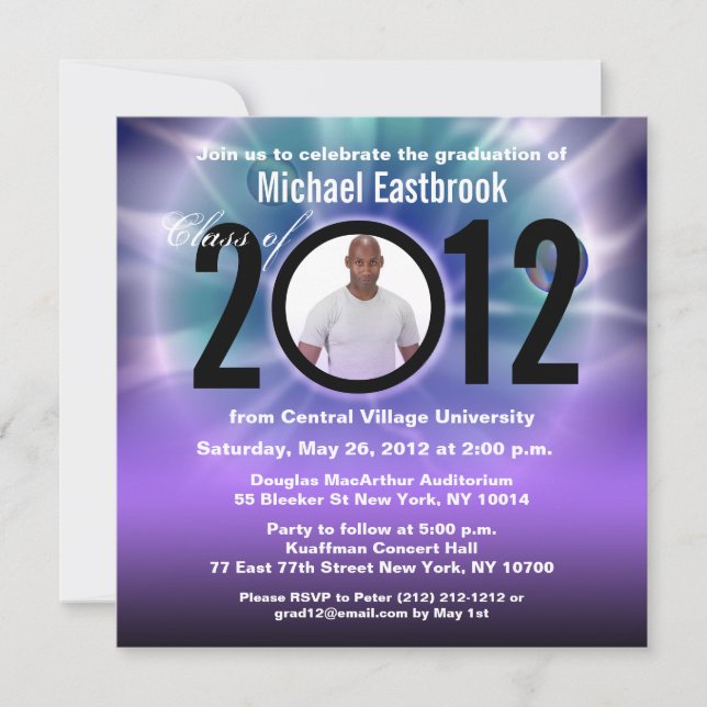 Class of 2012 Graduation Invitation Purple Planet (Front)