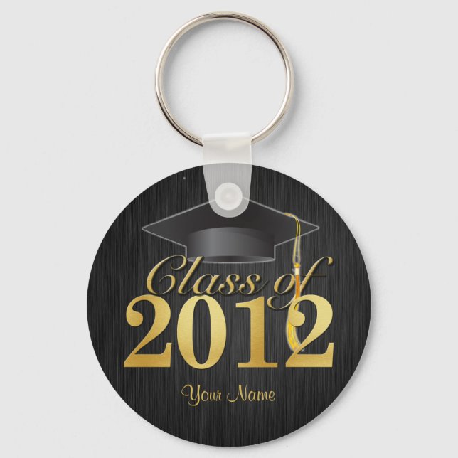 Class of 2012 Graduation Key-Chain (blk & gold) V1 Keychain (Front)