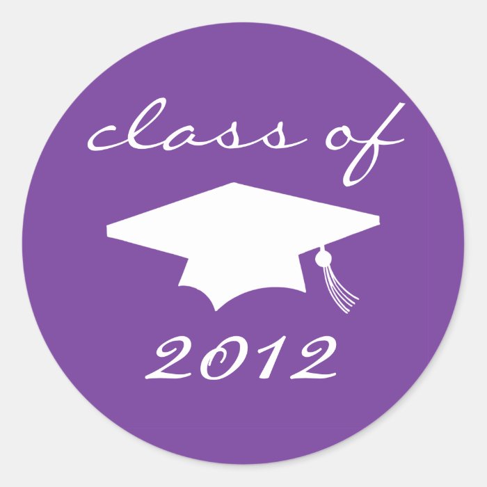 Class Of 2012 Label (Purple Graduation Cap) Round Sticker