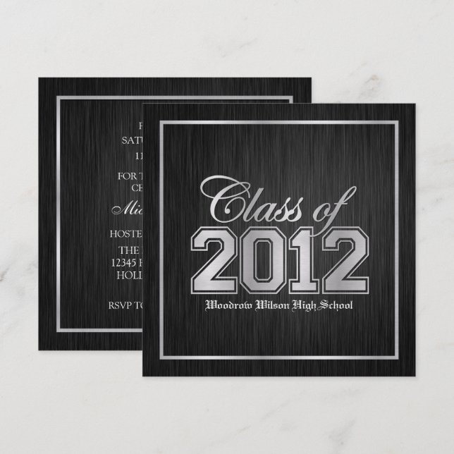 Class of 2012 Premium Silver Graduation invites (Front/Back)