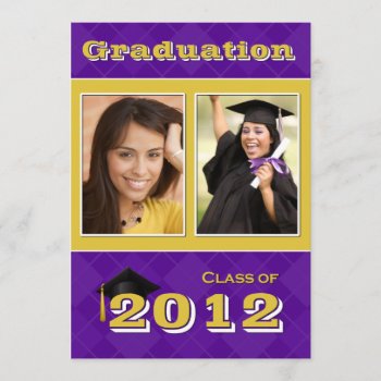 Class Of 2012 Purple And Gold Argyle Graduation Invitation by eventfulcards at Zazzle