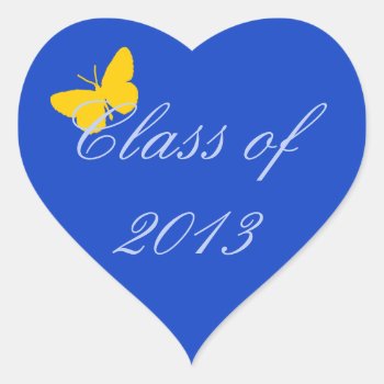 Class Of 2013 - Blue And Gold Butterfly Heart Sticker by Brookelorren at Zazzle