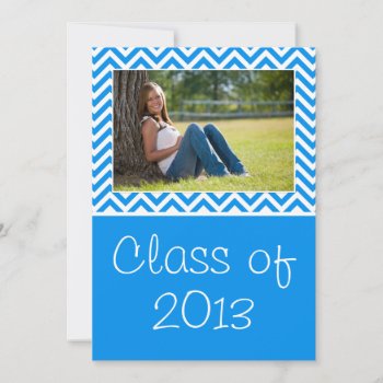 Class Of 2013 Blue Chevron Stripe Graduation Invitation by eventfulcards at Zazzle