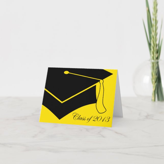 class of 2013 graduation cap letterpress thank you card (Front)