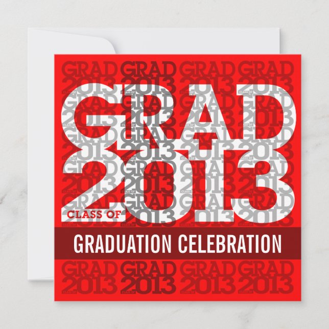 Class Of 2013 Graduation Party Invitation Red (Front)