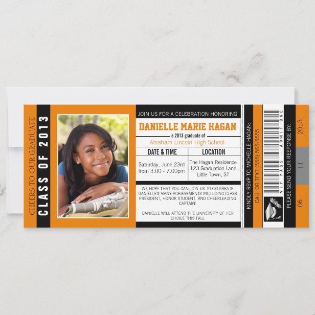 Class of 2013 Graduation VIP Admission Ticket Invitation (Front)