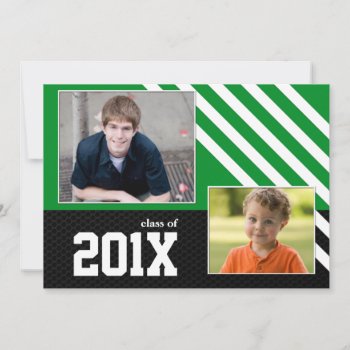 Class Of 2013 Green Black And White Graduation Invitation by eventfulcards at Zazzle