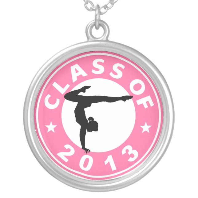 Class Of 2013 Gymnastics Silver Plated Necklace (Front)