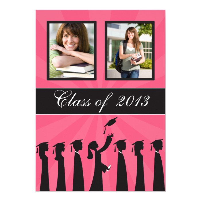 Class of 2013 Pink Silhouette Graduation Personalized Announcements