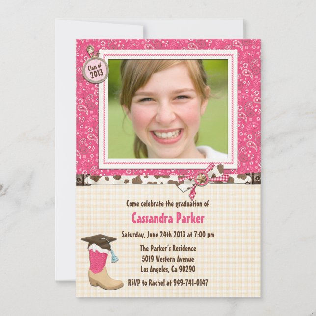 Class of 2013 Pink Western Graduation Announcement (Front)