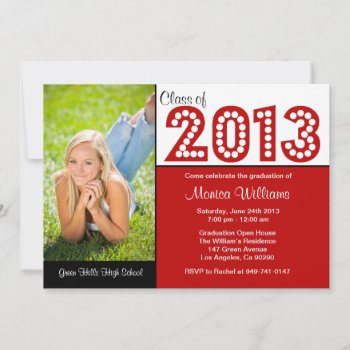 Class Of 2013 Red Graduation Party Invitations by eventfulcards at Zazzle