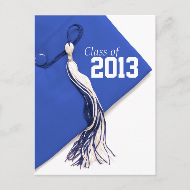 Class of 2013 Royal Blue Cap Graduation Postcard (Front)