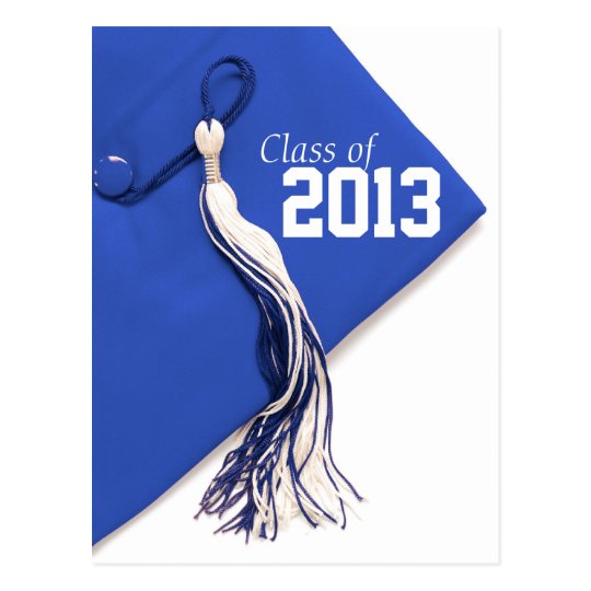 Class of 2013 Royal Blue Cap Graduation Postcard Zazzle