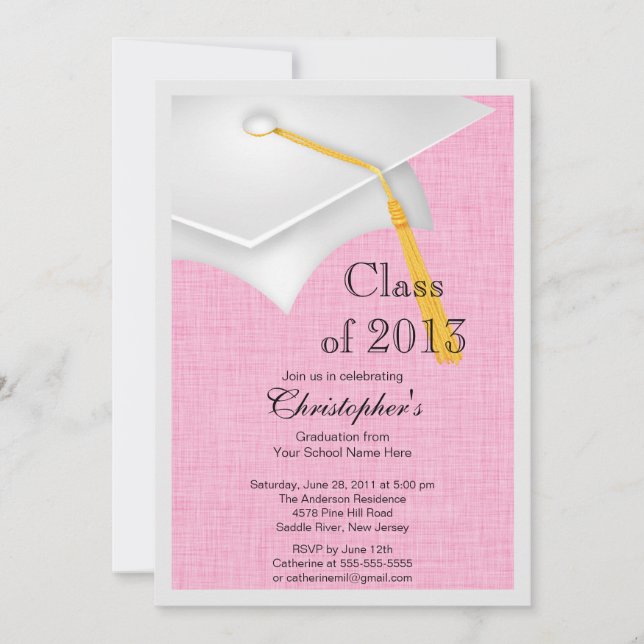 Class of 2013 White Grad Cap Graduation Party Invitation (Front)