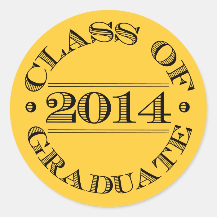 Class of 2014 Graduation Sticker Gold  Black