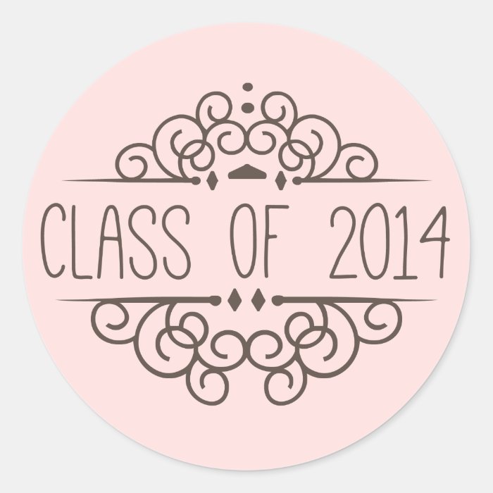 Class of 2014 Graduation Sticker Pink  Brown