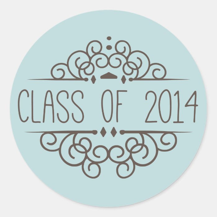 Class of 2014 Graduation Sticker Teal  Brown