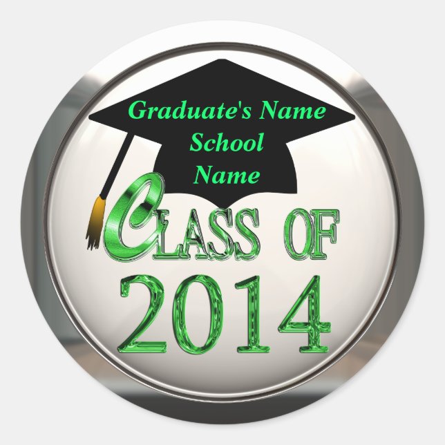 Class Of 2014 Green Graduation Stickers (Front)