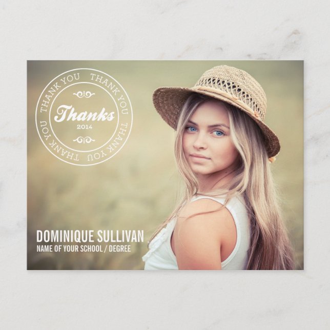 CLASS OF 2014 STAMP GRADUATION THANK YOU POSTCARD (Front)