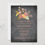 Class of 2015 chalkboard floral graduation party invitation
