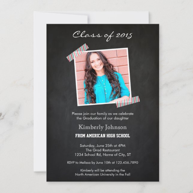 Class of 2015 Chalkboard Graduation Invitation (Front)