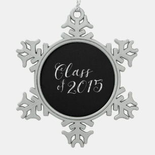 Class of 2015 Chalkboard Style Vintage Snowflake Pewter Christmas Ornament