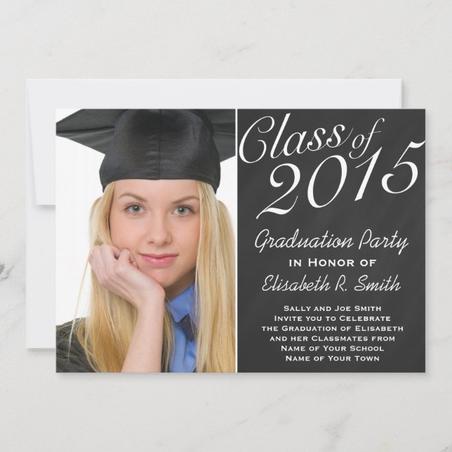 Class of 2015 Graduation Party Chalkboard Portrait Invitation (Front)