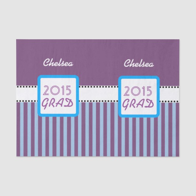 Class of 2015 or ANY YEAR Custom Purple Stripes  7 Tissue Paper (Front)