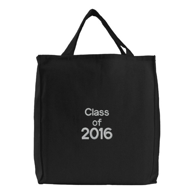 Class of 2016 Custom Embroidered Bag Black White (Front)