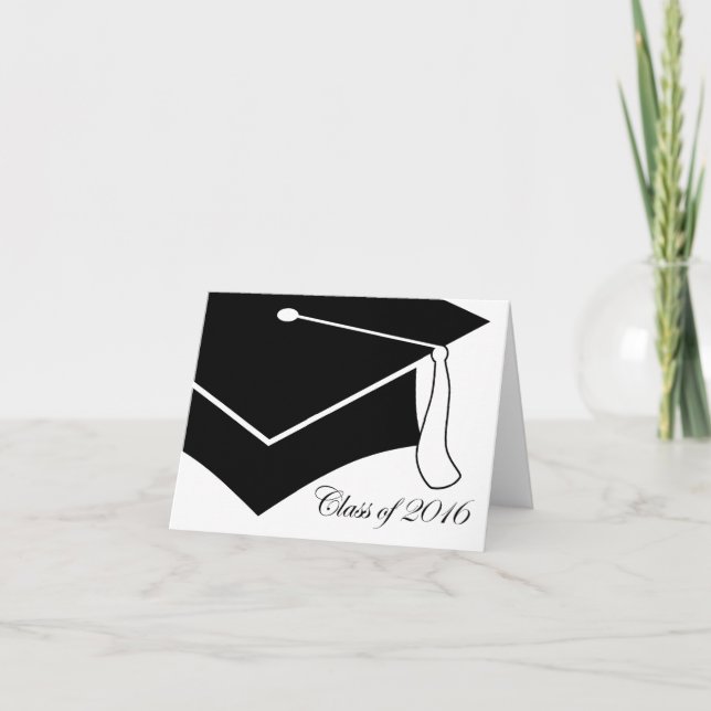 class of 2016 graduation cap letterpress thank you card (Front)