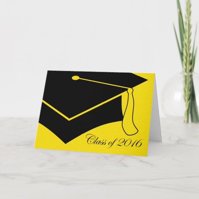 class of 2016 graduation cap letterpress thank you card (Front)