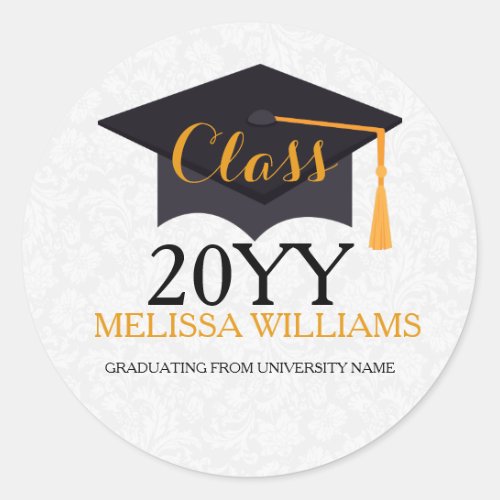 Class Of 2016 Modern Black Hat White Background Classic Round Sticker