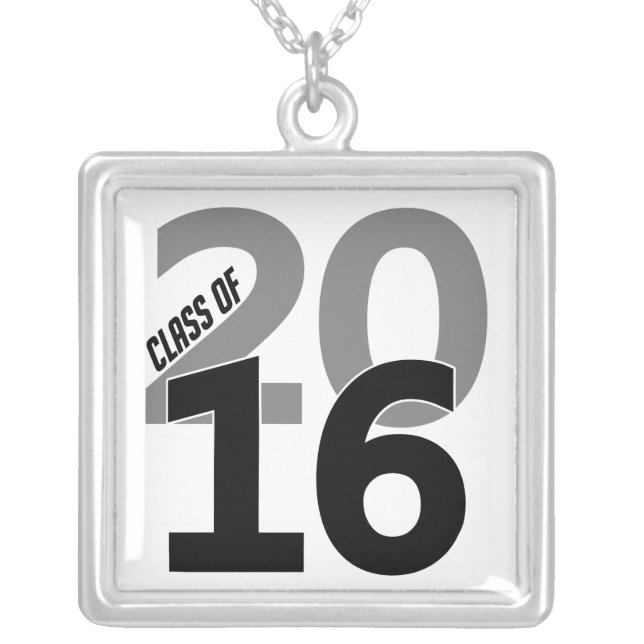 Class of 2016 necklace, customizable silver plated necklace (Front)