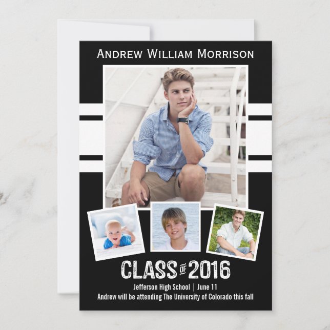 Class of 2016 Photo Collage Sport Graduation Party Invitation (Front)