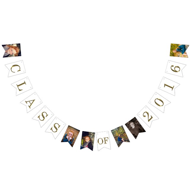 Class of 2016 Photo Gold and White Bunting Flags (All)