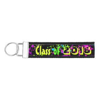 Class of 2016 Seniors Neon Paint Splash Graduation Wrist Keychain