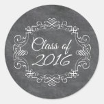 Class of 2016 vintage swirl chalkboard graduation classic round sticker