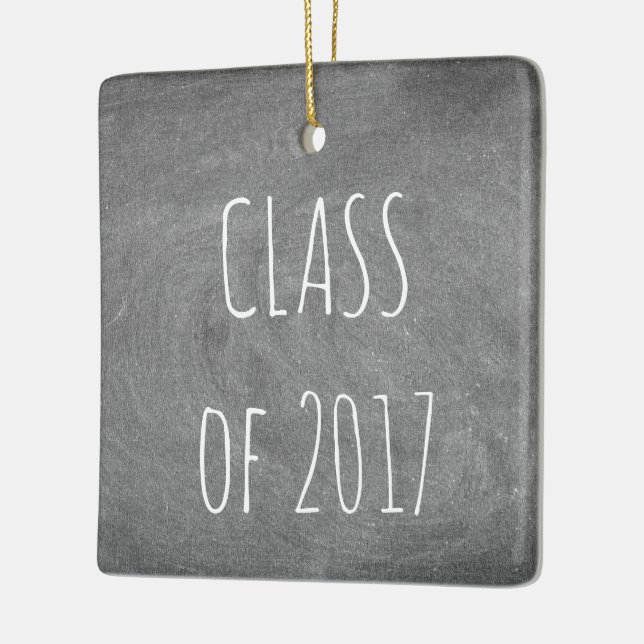 Class of 2017 Black Grey Chalkboard Blackboard Ceramic Ornament (Left)