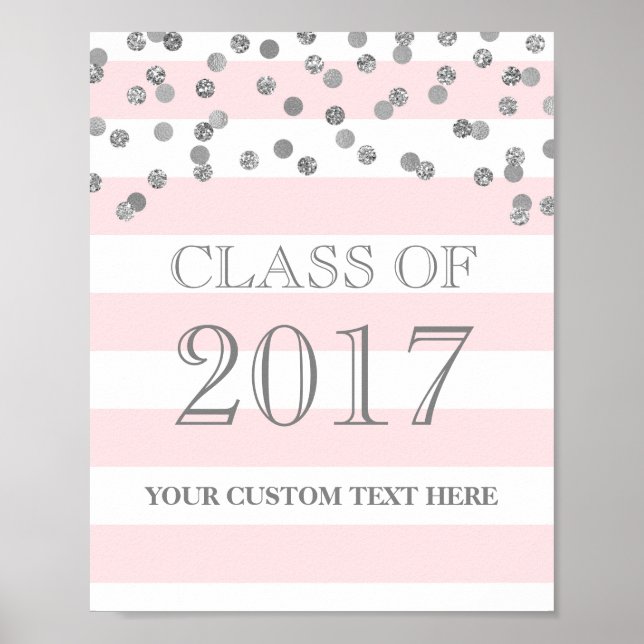 Class of 2017 Grad Sign Silver Confetti Blush (Front)