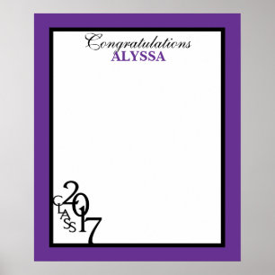 Class of 2017 Graduation Autograph Keepsake Purple Poster