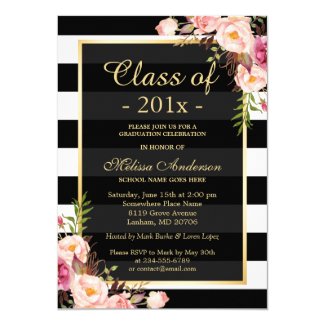 Class of 2017 Graduation Classy Floral Stripes