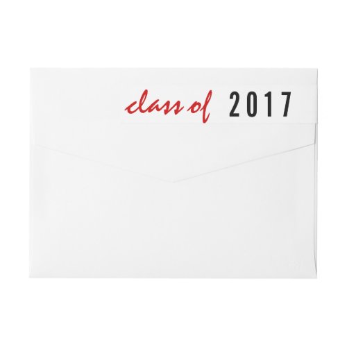 Class of 2017 graduation handwritten red black wrap around label