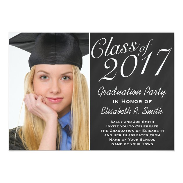 Class of 2018 Graduation Party Chalkboard Portrait Card (front side)