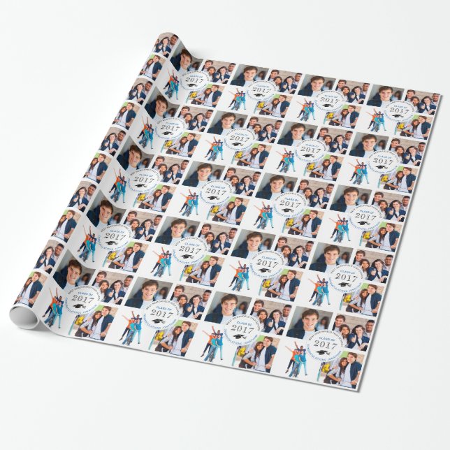 Class of 2017 High School Graduation Photo Collage Wrapping Paper (Unrolled)