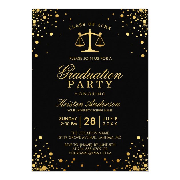 Class of 2018 Law School Graduate Graduation Party Card
