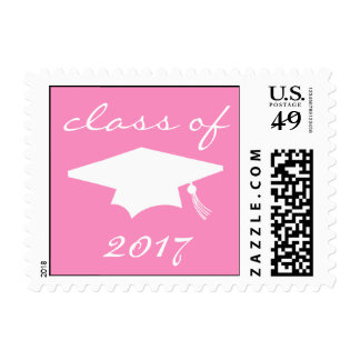 Class Of 2017 (Light Pink Graduation Cap) Postage