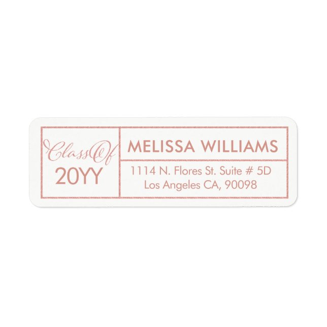 Class Of 2017 Modern Geometric Rose-Gold Frame Label (Front)