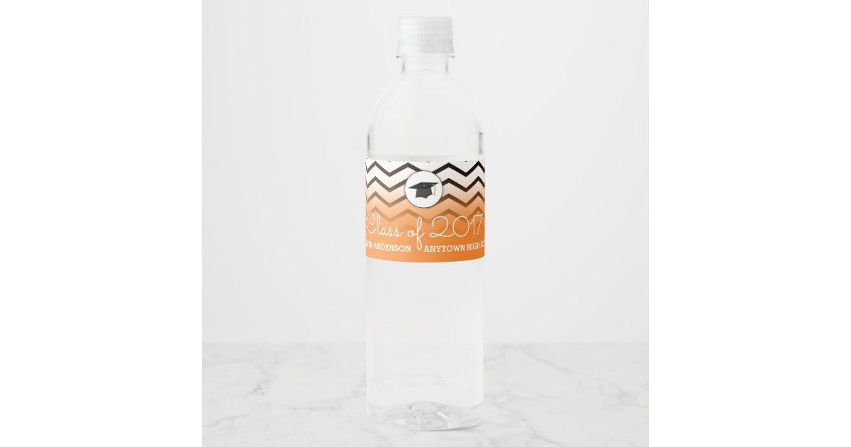 Class of 2017 Orange and Black Chevrons Graduation Water ...