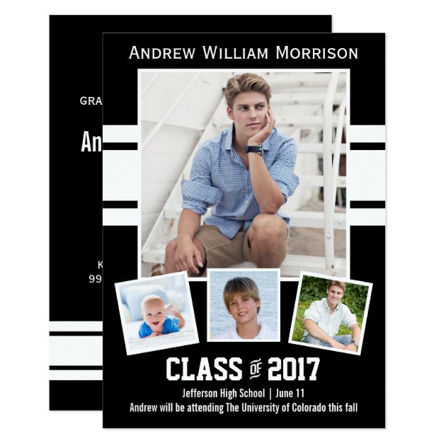 Class of 2018 Photo Collage Sport Graduation Party Card (front side)