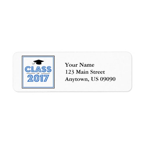 Class Of 2017 Return Address Labels Blue  Black
